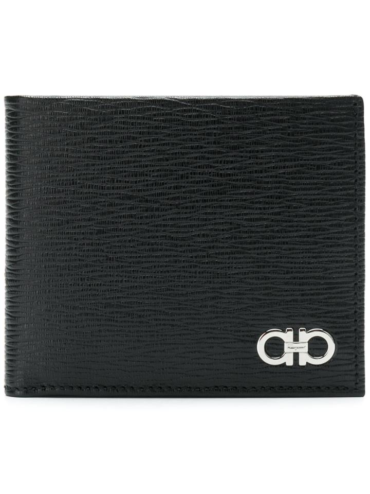 Salvatore Ferragamo Embossed Logo Folded Wallet - Black