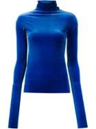 Les Animaux Velour Turtleneck Jumper, Women's, Size: 36, Blue, Polyester/spandex/elastane
