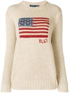 Polo Ralph Lauren Logo Flag Embroidered Sweater - Brown