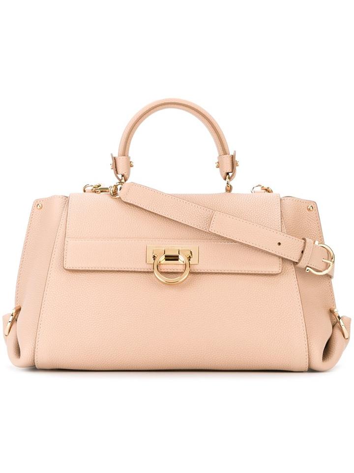 Salvatore Ferragamo 'sofia' Tote, Nude/neutrals, Calf Leather