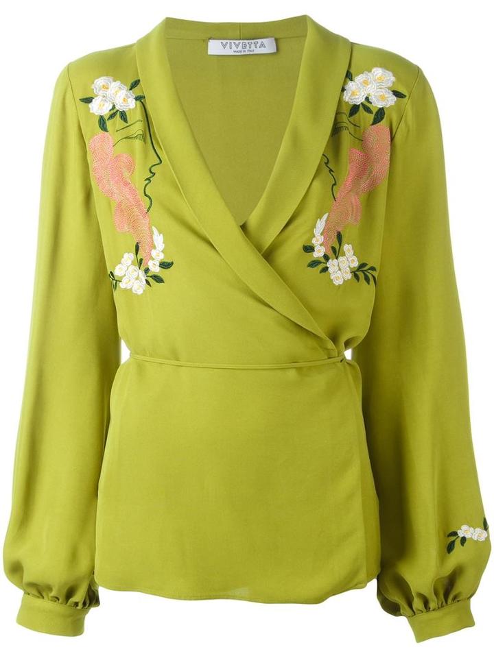 Vivetta Embroidered Envelope Blouse, Women's, Size: 42, Green, Viscose