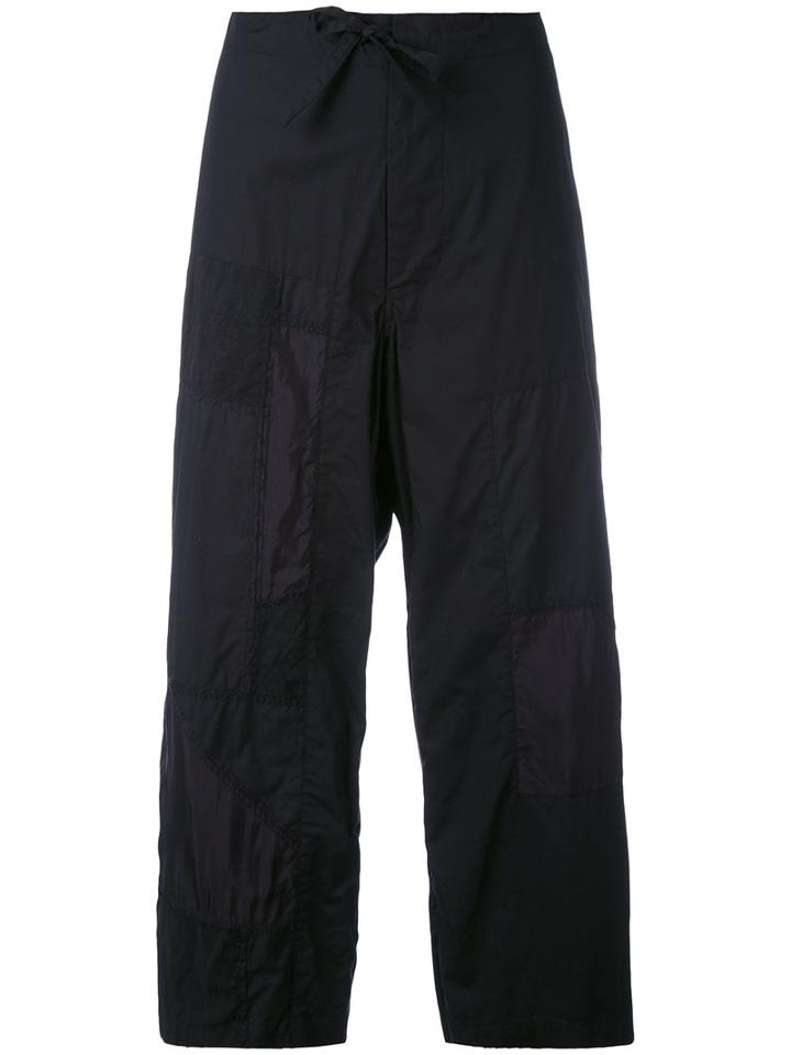 Y's - Patchwork Trousers - Women - Cotton/linen/flax/cupro - 2, Black, Cotton/linen/flax/cupro