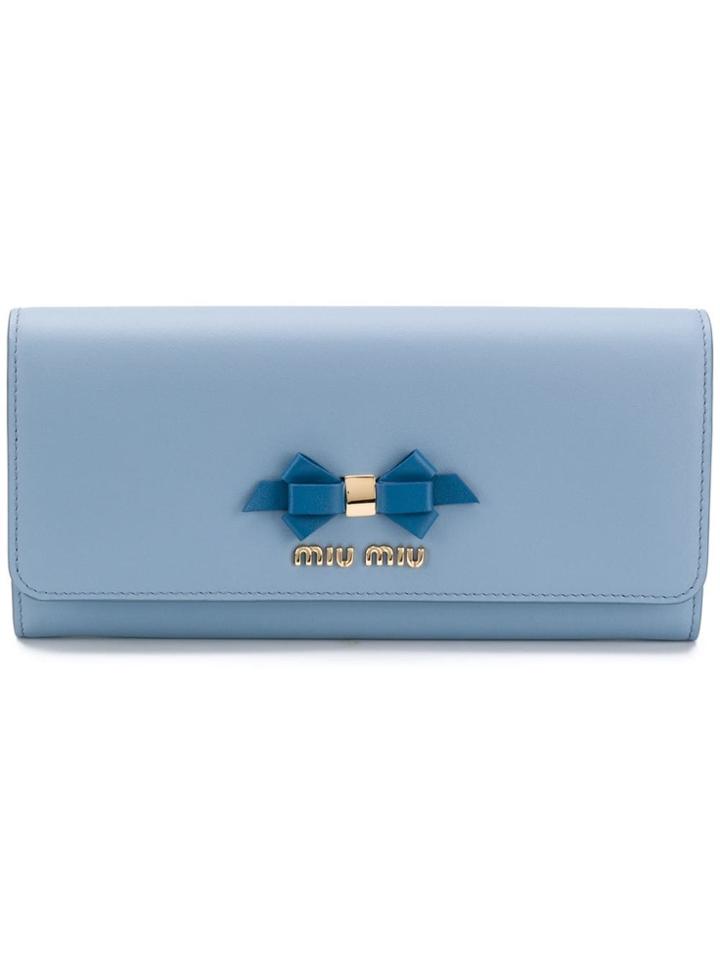 Miu Miu Bow Detail Continental Wallet - Blue