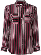 Equipment Striped Pocket Shirt, Women's, Size: Medium, Red, Silk