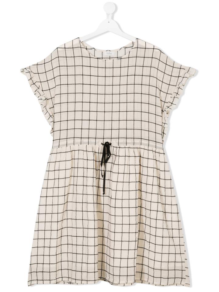 Buho Teen Checked Print Dress - Nude & Neutrals