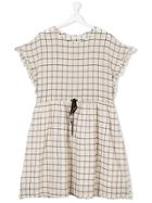Buho Teen Checked Print Dress - Nude & Neutrals