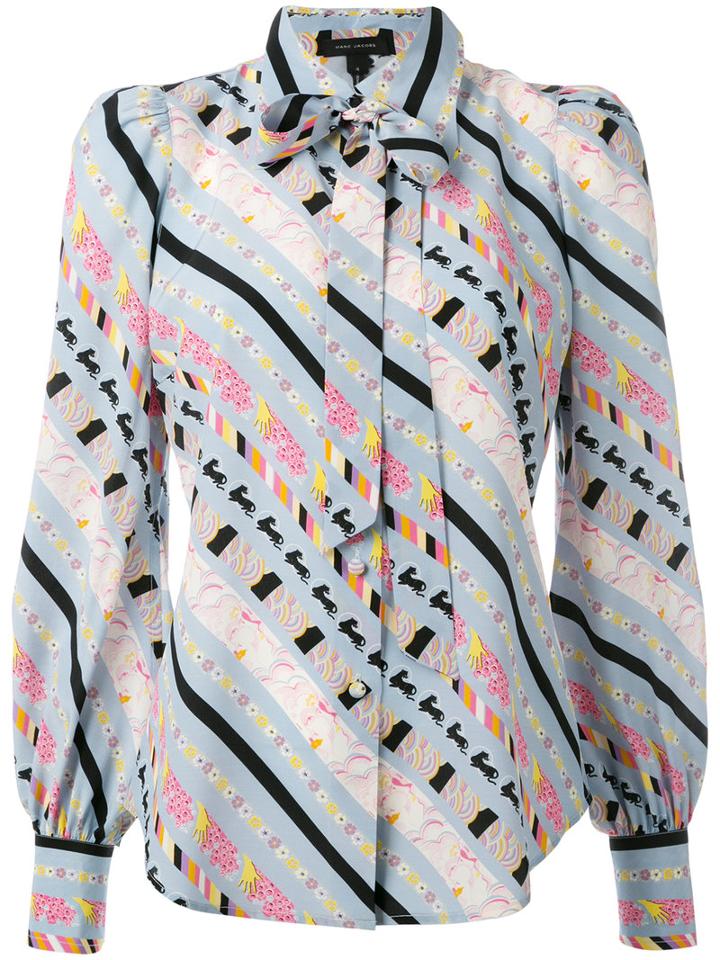 Marc Jacobs Floral Striped Patterned Shirt, Women's, Size: 6, Silk