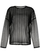 Jean Paul Knott Striped Sheer Sweatshirt - Black