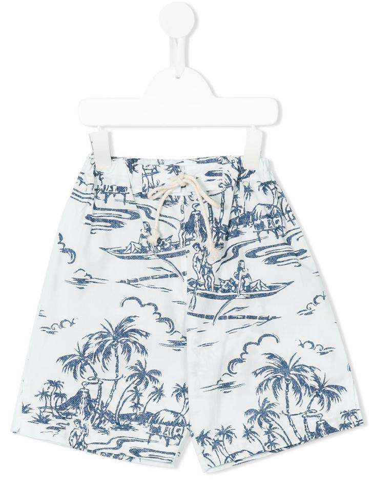 Opililai - Printed Bermuda Shorts - Kids - Cotton - 8 Yrs, Boy's, White