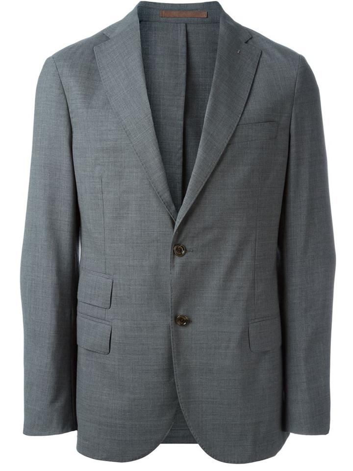 Eleventy Two Button Blazer, Men's, Size: 54, Grey, Spandex/elastane/wool