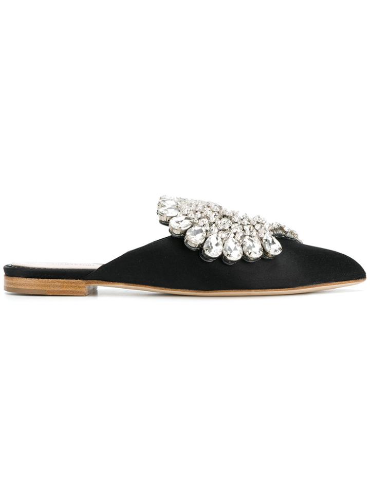 Paula Cademartori Embellished Mules - Black