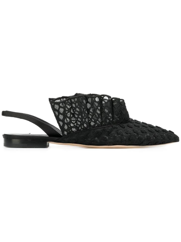 Andrea Mondin Odette Embroidery Flats - Black