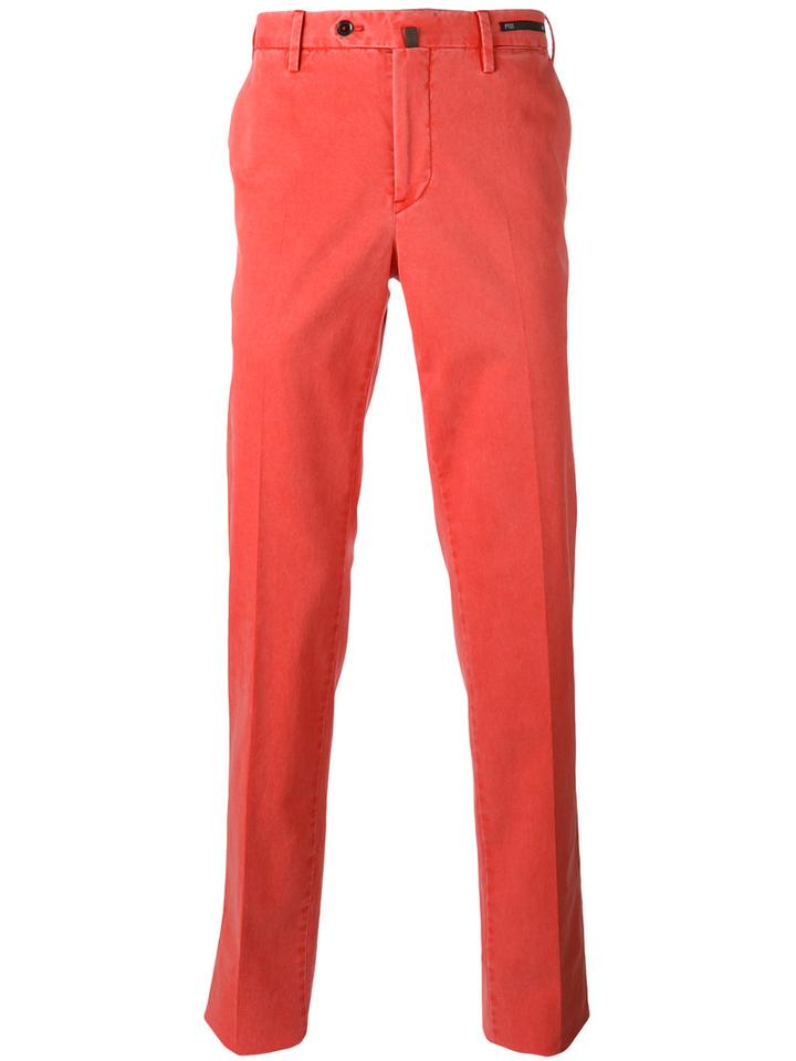 Pt01 - Chino-style Trousers - Men - Cotton/spandex/elastane - 54, Red, Cotton/spandex/elastane