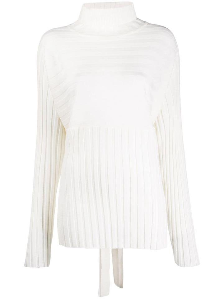 Le 17 Septembre Ribbed Back-tie Jumper - White