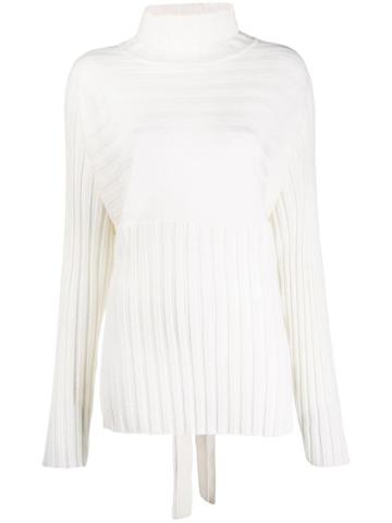 Le 17 Septembre Ribbed Back-tie Jumper - White