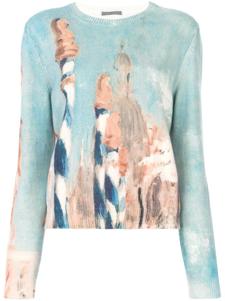 Alberta Ferretti Patterned Crew Neck Sweater - Blue