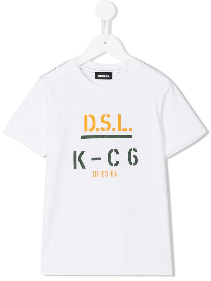 Diesel Kids K-c6 Printed T-shirt, Boy's, Size: 6 Yrs, White