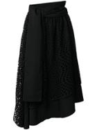 Yohji Yamamoto Vintage Eyelet Lace Embroidered Circle Skirt - Black