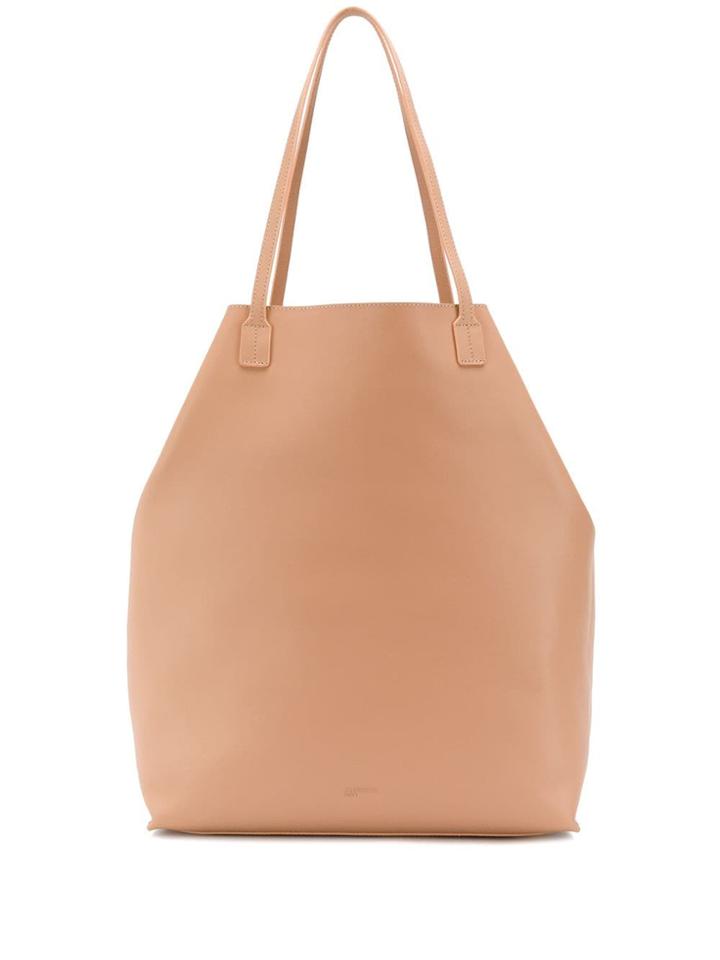 Jil Sander Navy Vitello Shopper Tote - Neutrals