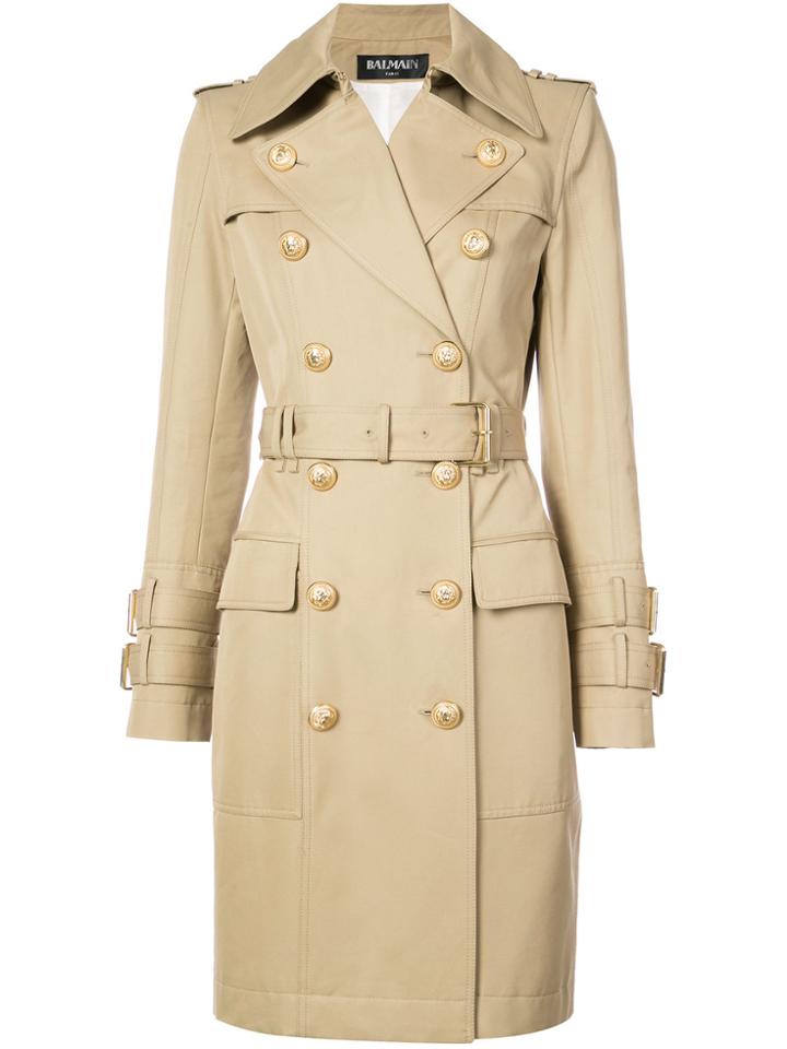 Balmain Embossed-button Parka - Brown