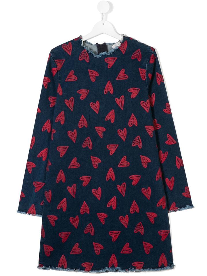 Stella Mccartney Kids Denim Heart Print Dress - Blue