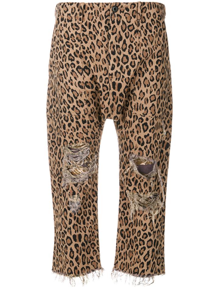 R13 Leopard Printed Cropped Trousers - Brown