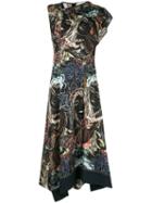 3.1 Phillip Lim Twisted Printed Asymmetrical Dress - Black