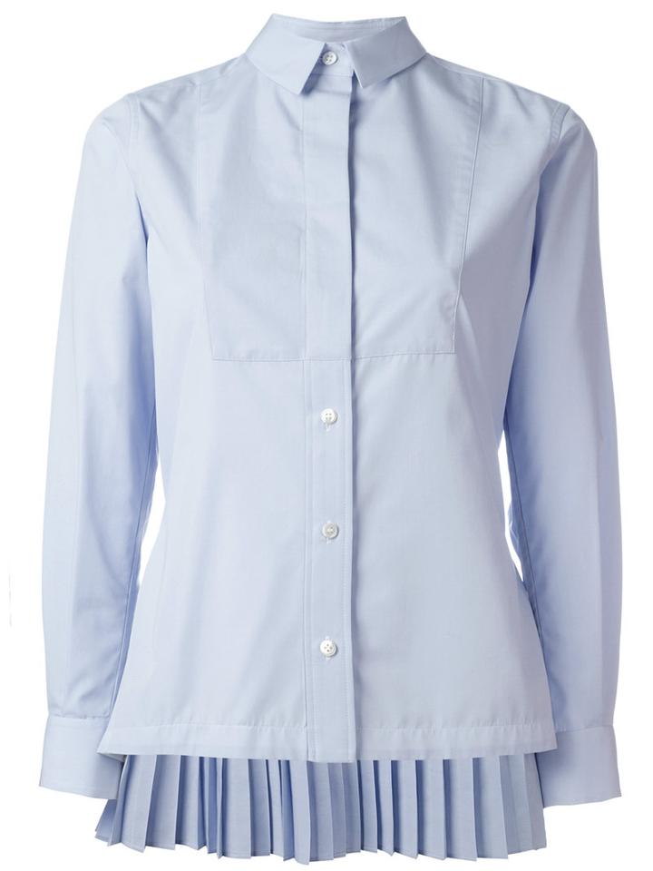 Sacai Pleated Back Shirt, Women's, Size: I, Blue, Cotton/polyester