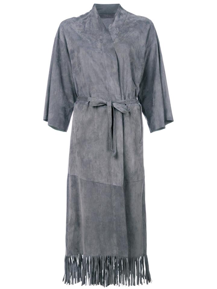 Salvatore Santoro Draped Belted Coat - Grey