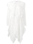 Philosophy Di Lorenzo Serafini - V-neck Ruffle Asymmetric Dress - Women - Polyamide/viscose - 44, White, Polyamide/viscose