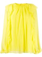 Emilio Pucci Sheer Ruffle Blouse - Yellow