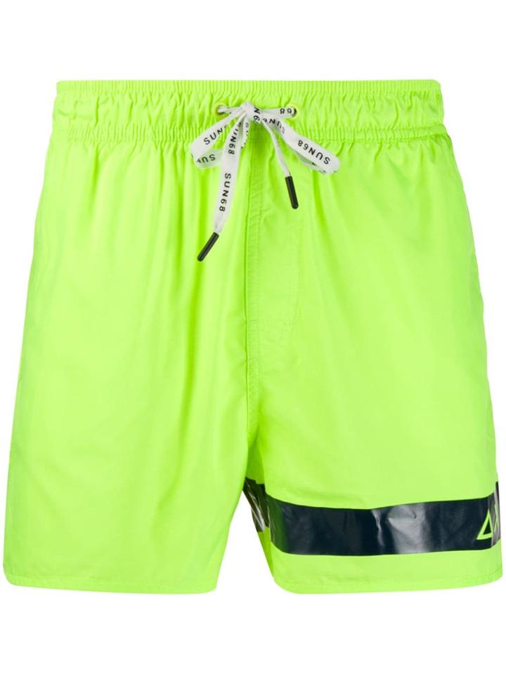 Sun 68 Tape Detail Swim Shorts - Yellow