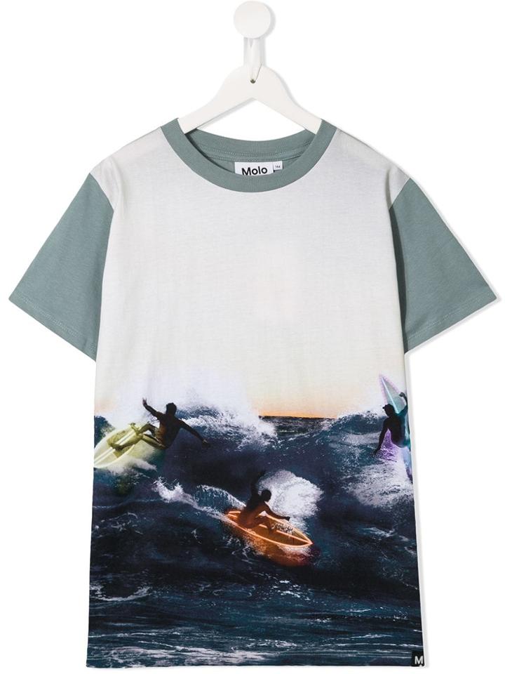Molo Printed Round Neck T-shirt - Blue