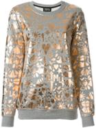 Markus Lupfer Metallic Print Sweatshirt, Women's, Size: Xs, Grey, Cotton