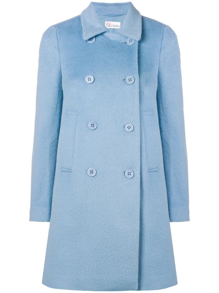 Red Valentino Double Breasted Cappotto Coat - Blue