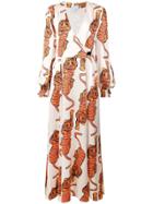 Rebecca De Ravenel Tiger Print Wrap Dress - White