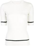 Proenza Schouler Ribbed Knit Short Sleeve Crewneck Top - White