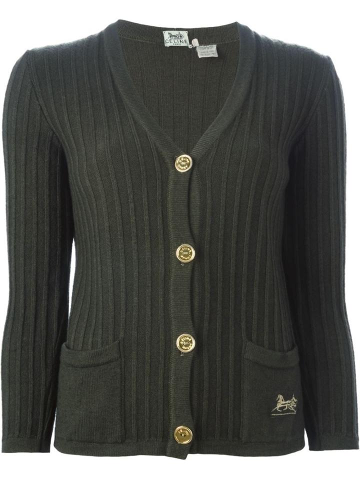 Céline Vintage Ribbed V-neck Cardigan