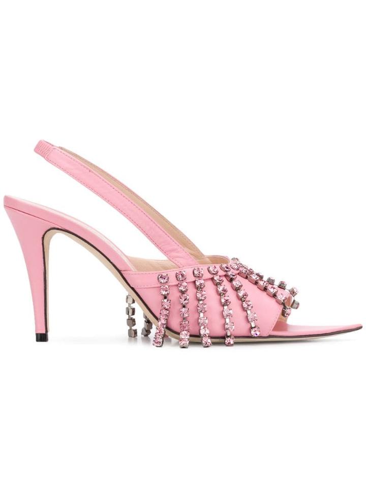 Christopher Kane Crystal Fringe Heeled Sandals - Pink