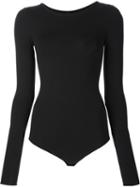 Theory Crew Neck Bodysuit, Women's, Black, Nylon/spandex/elastane