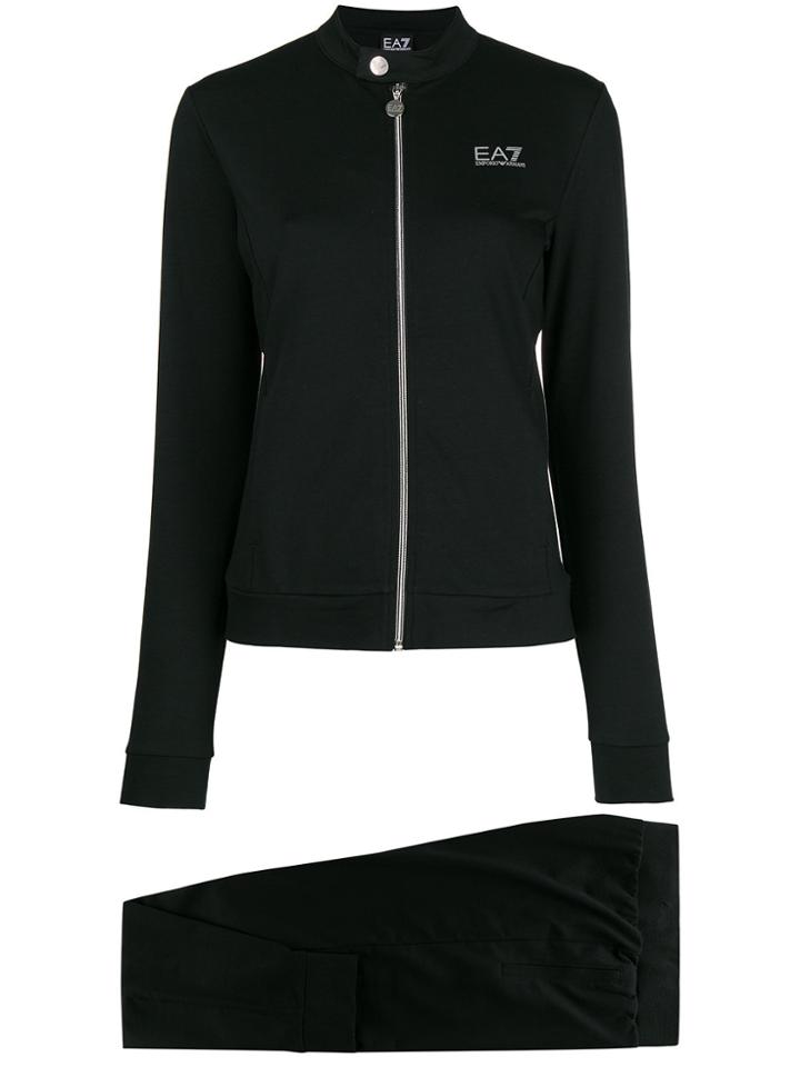 Ea7 Emporio Armani Logo Printed Tracksuit - Black