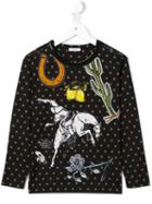 Dolce & Gabbana Kids Polka Dot Cowboy Sweatshirt, Boy's, Size: 6 Yrs, Black