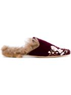 Gia Couture Lamb Fur Lined Mules - Pink & Purple