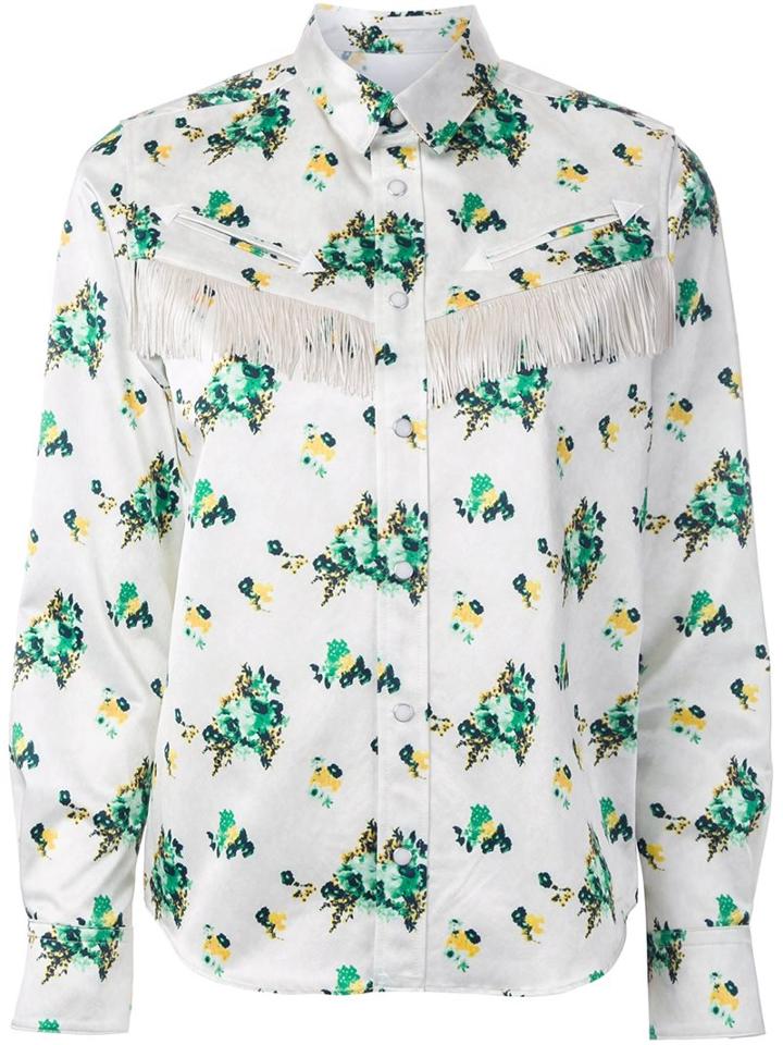 Toga Flower Print Shirt, Women's, Size: 36, White, Polyester/acetate