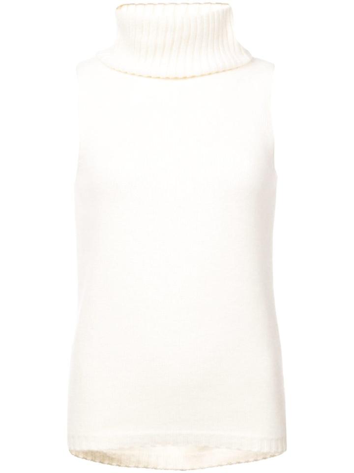 Simon Miller Sleeveless Polo Neck Top - White