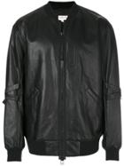 Helmut Lang Leather Bomber Jacket - Black