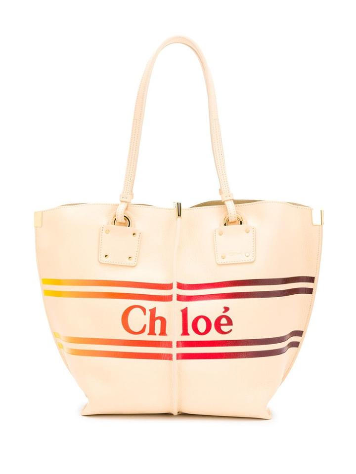 Chloé Medium Vick Logo Tote - Neutrals