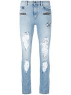 Marcelo Burlon County Of Milan - Distressed Jeans - Women - Cotton/polyester/spandex/elastane - 27, Blue, Cotton/polyester/spandex/elastane