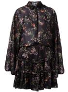 Alexis Floral Print Ruffled Dress, Women's, Size: Xs, Black, Polyester