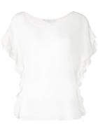 Iro Ruffled T-shirt, Women's, Size: Medium, White, Tencel/polyurethane